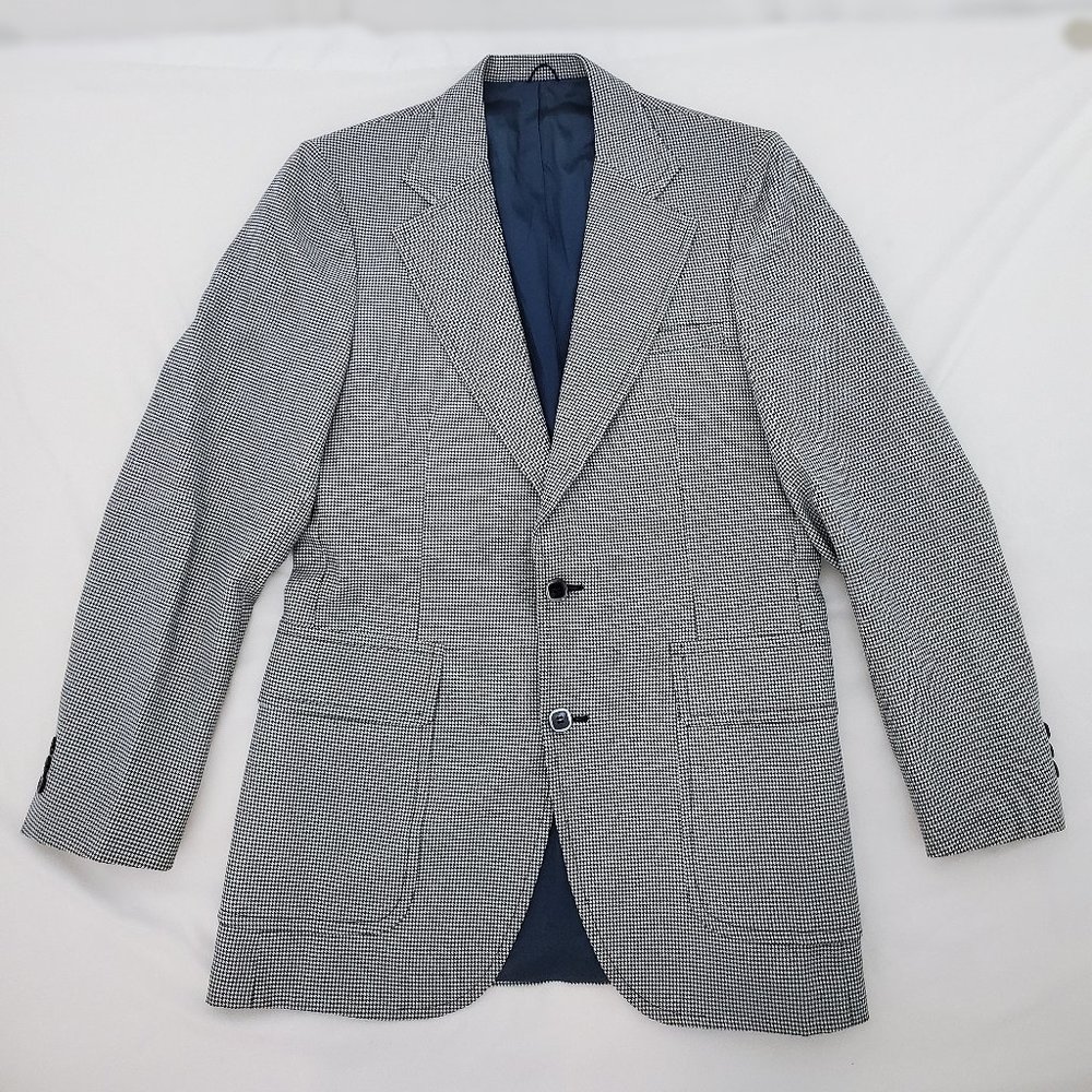 The Knack Vintage Blazer Blue  Micro Checkered Sport Jacket Size 41 Long
